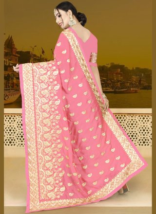 Art Silk Designer Traditional Saree in Pink