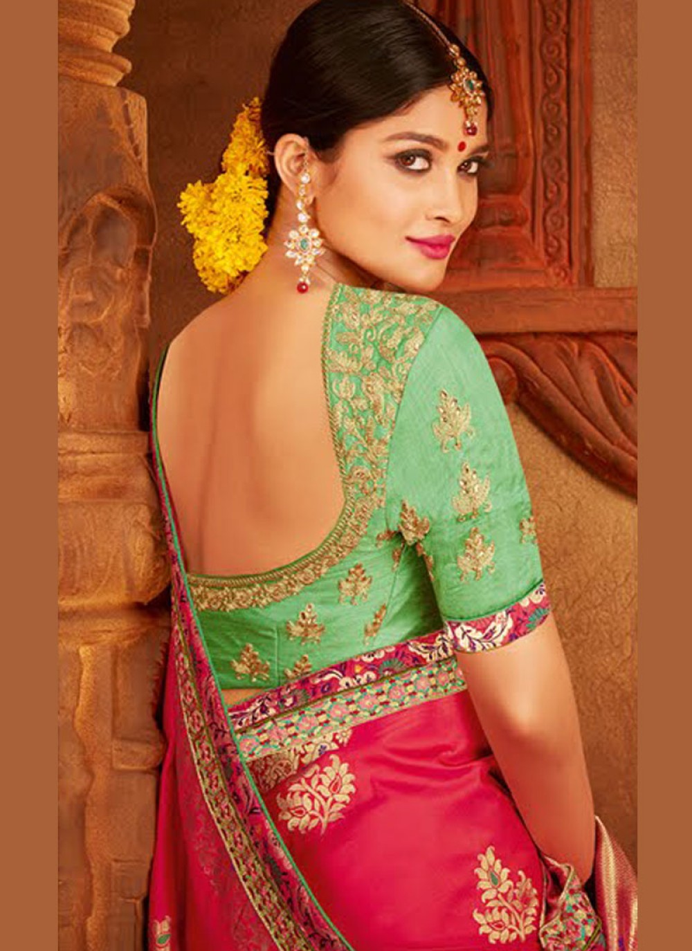 Buy Online Art Silk Hot Pink Traditional Designer Saree : 72243