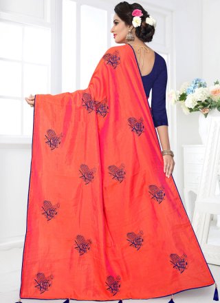 Art Silk Orange Designer Traditional Saree