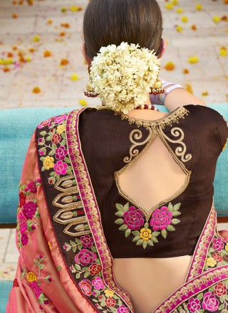 Art Silk Peach Traditional Designer Saree