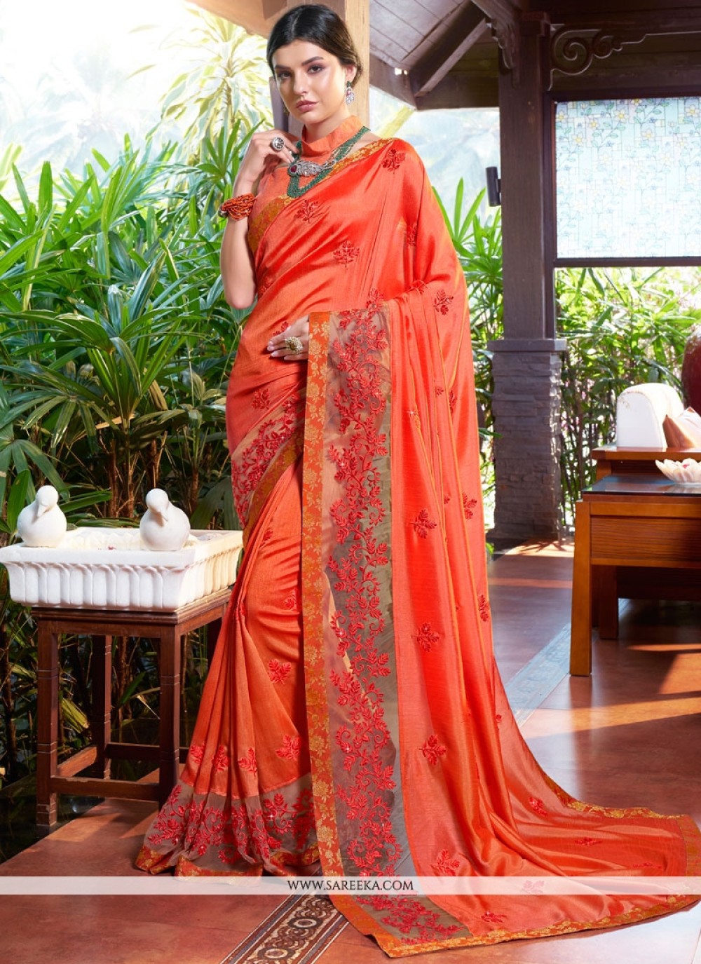 Art Silk Resham Work Designer Traditional Saree