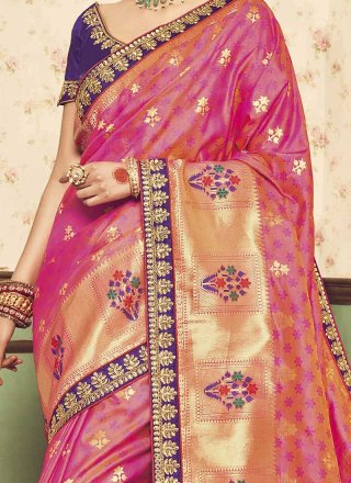 Art Silk Rose Pink Traditional Designer Saree