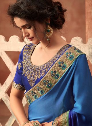 Art Silk Shaded Saree in Blue