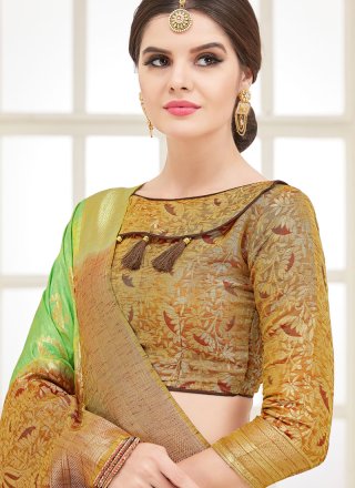 Art Silk Weaving Green Traditional  Saree