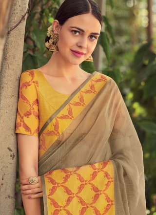 Art Silk Woven Beige Traditional Designer Saree