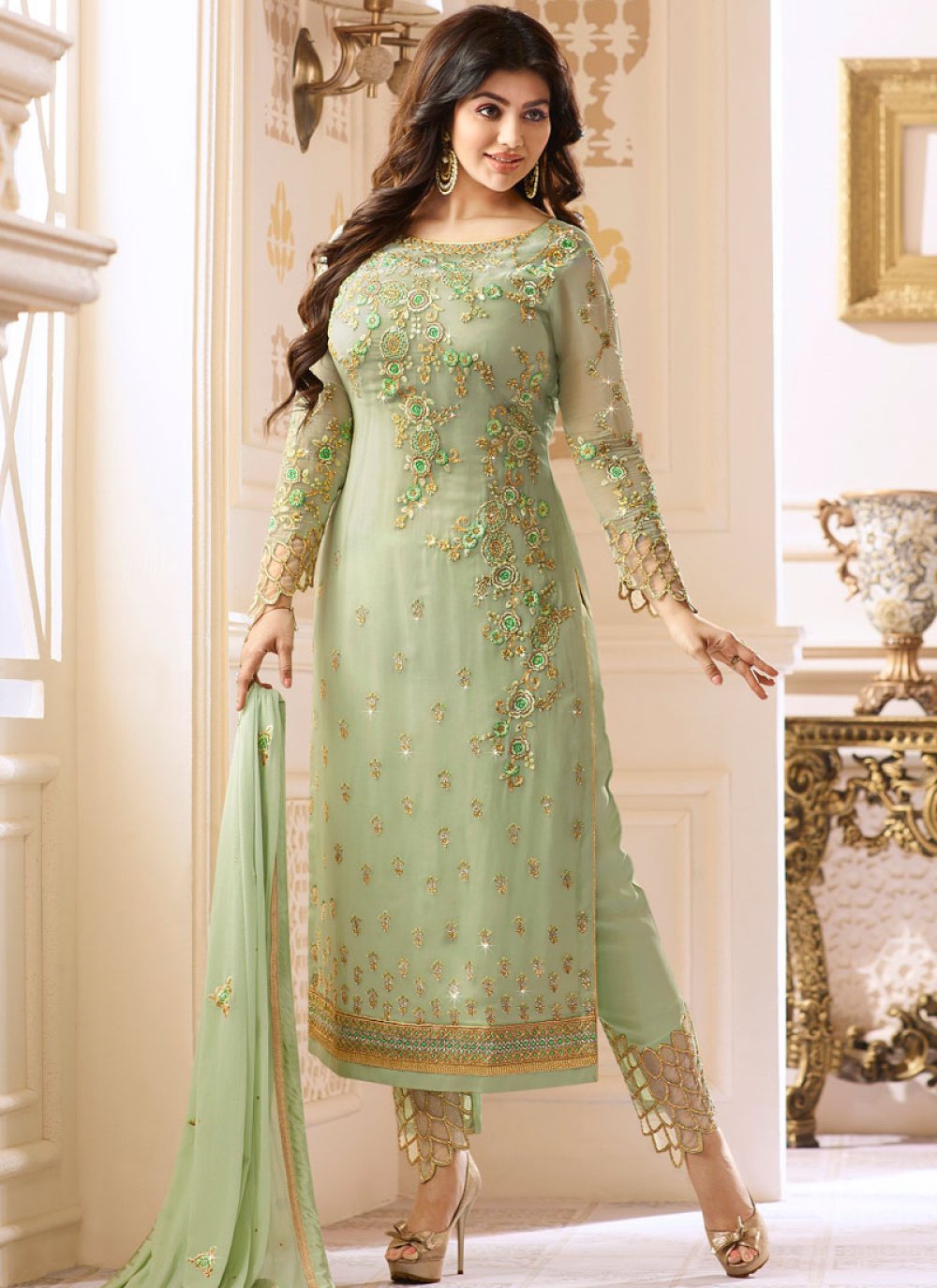 Buy Ayesha Takia Embroidered Work Pant Style Suit Online New