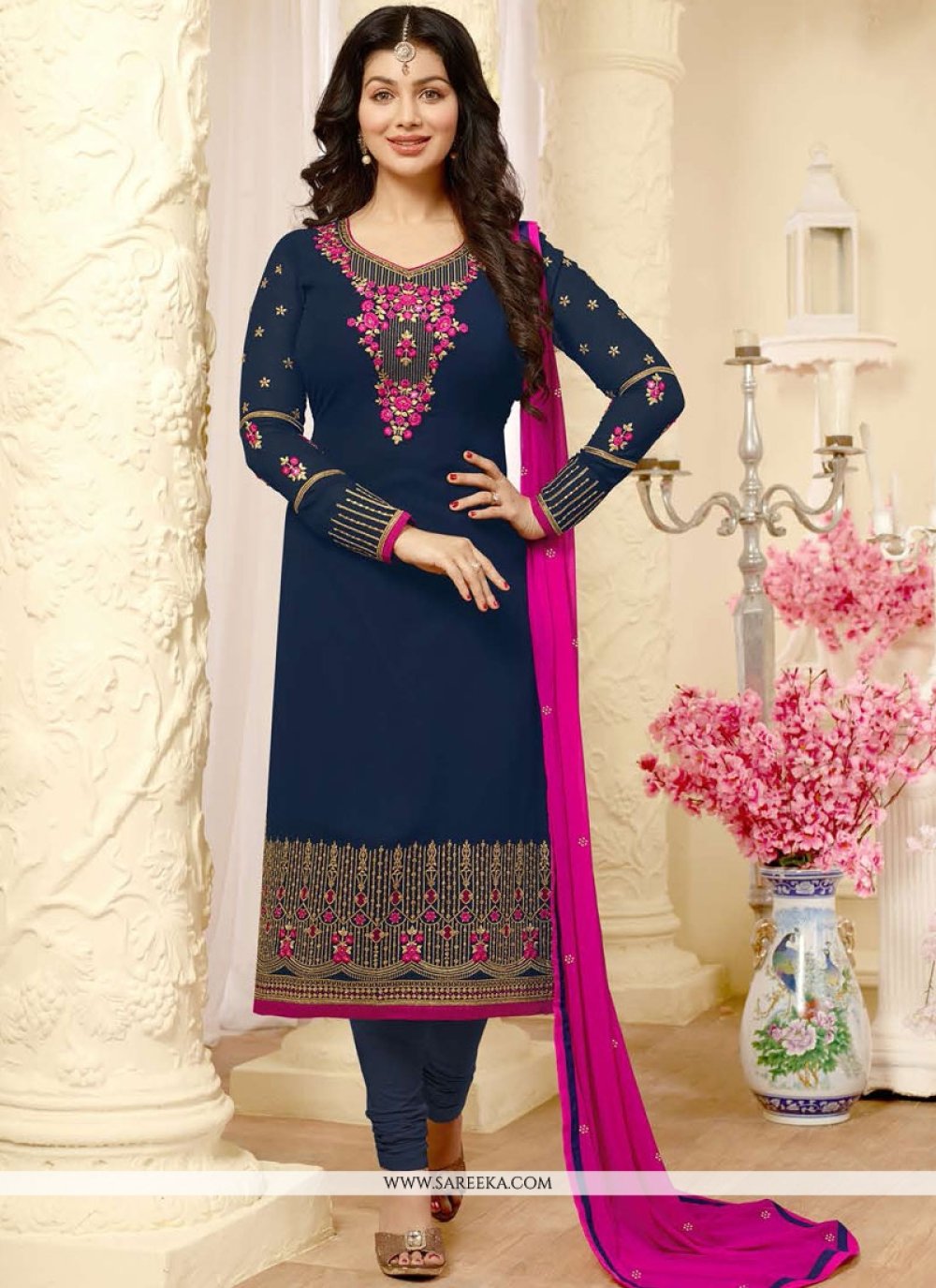 Buy Ayesha Takia Faux Georgette Resham Work Churidar Designer Suit Online