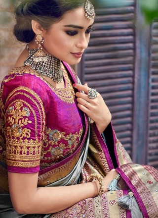 Banarasi Silk Mehndi Trendy Saree