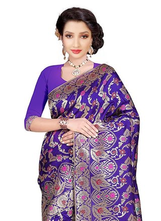 Banarasi Silk Purple Classic Designer Saree