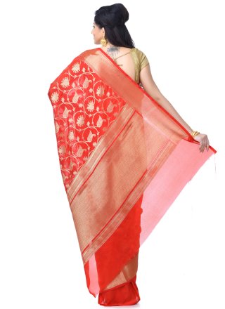 Banarasi Silk Red Classic Designer Saree