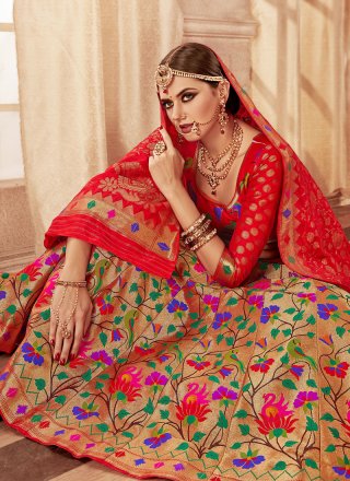 Banarasi Silk Red Weaving Lehenga Choli