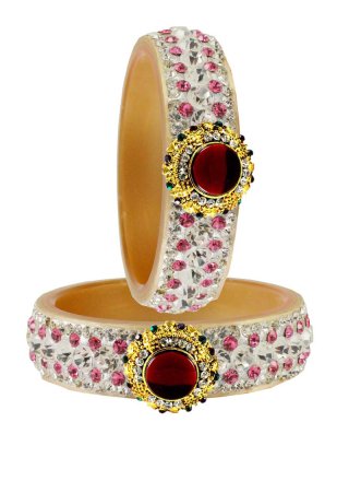 Bangles Stone Work in Gold and Pink