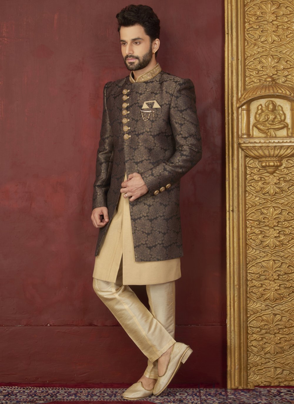 black and gold indo western dress