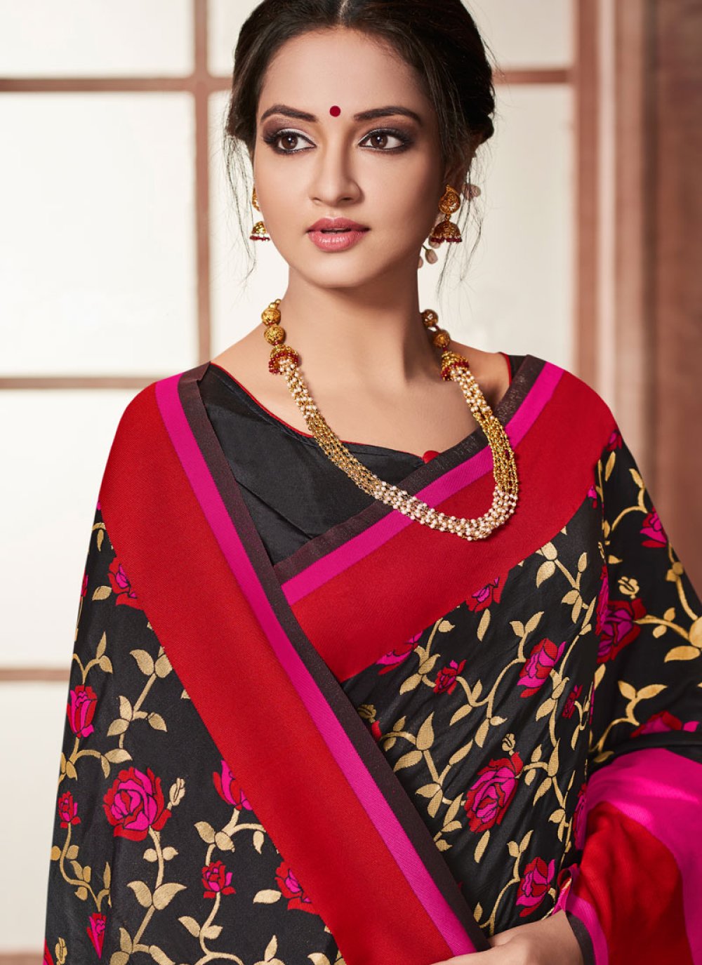 Buy Black Banarasi Silk Classic Saree Online