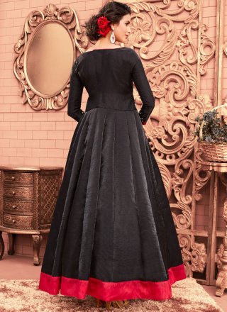 Black Banglori Silk Floor Length Anarkali Suit