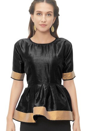 Black Color Readymade Blouse With Lace Work