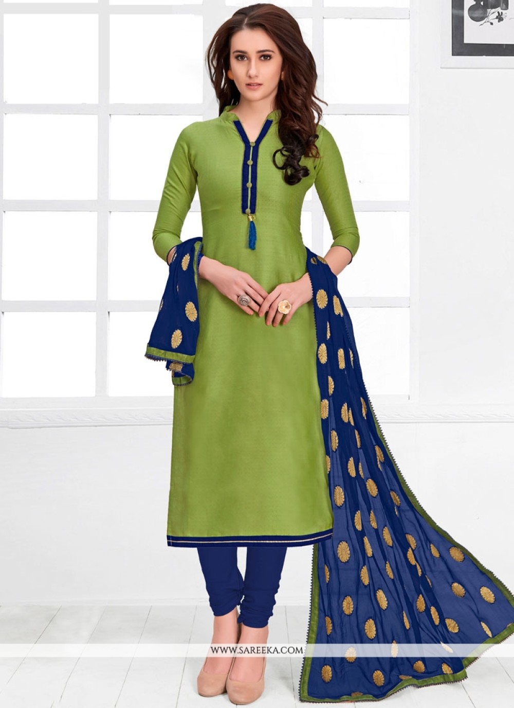 Casual Wear 3/4th Sleeves Cotton Churidar Salwar Kameez at Rs 1400