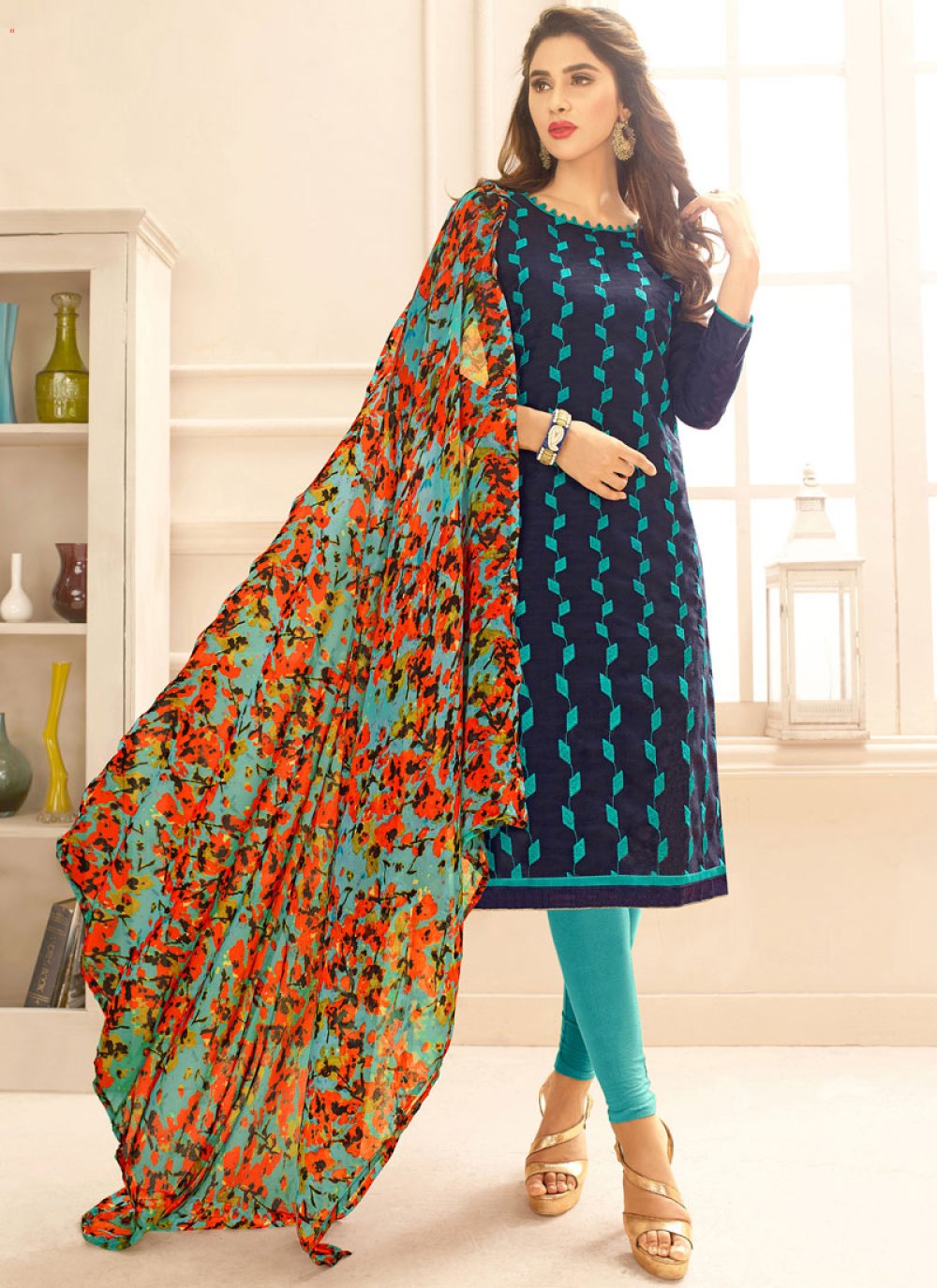 blue long churidar