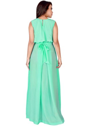 Blue Plain Work Readymade Gown 