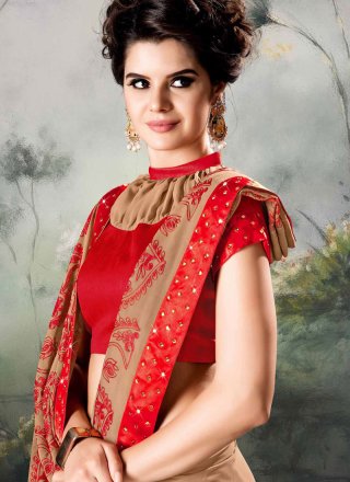 Brown Embroidered Party Classic Saree