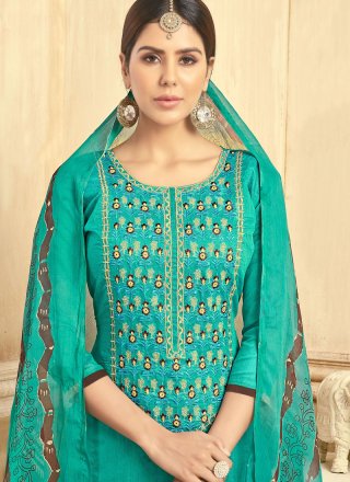 Chanderi Embroidered Work Churidar Suit