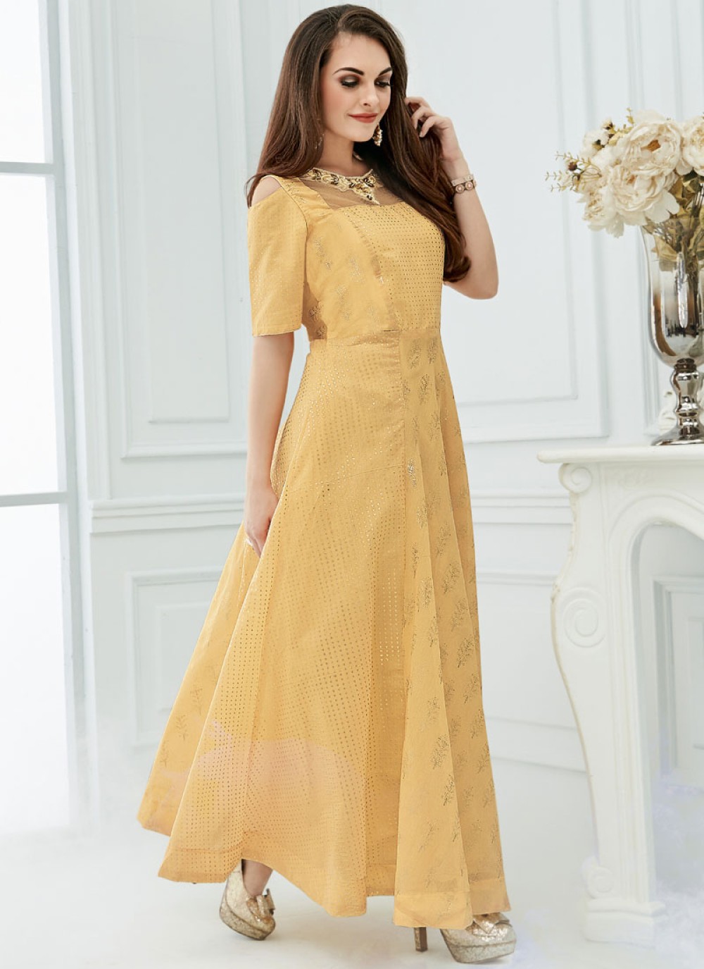 party wear chanderi kurti