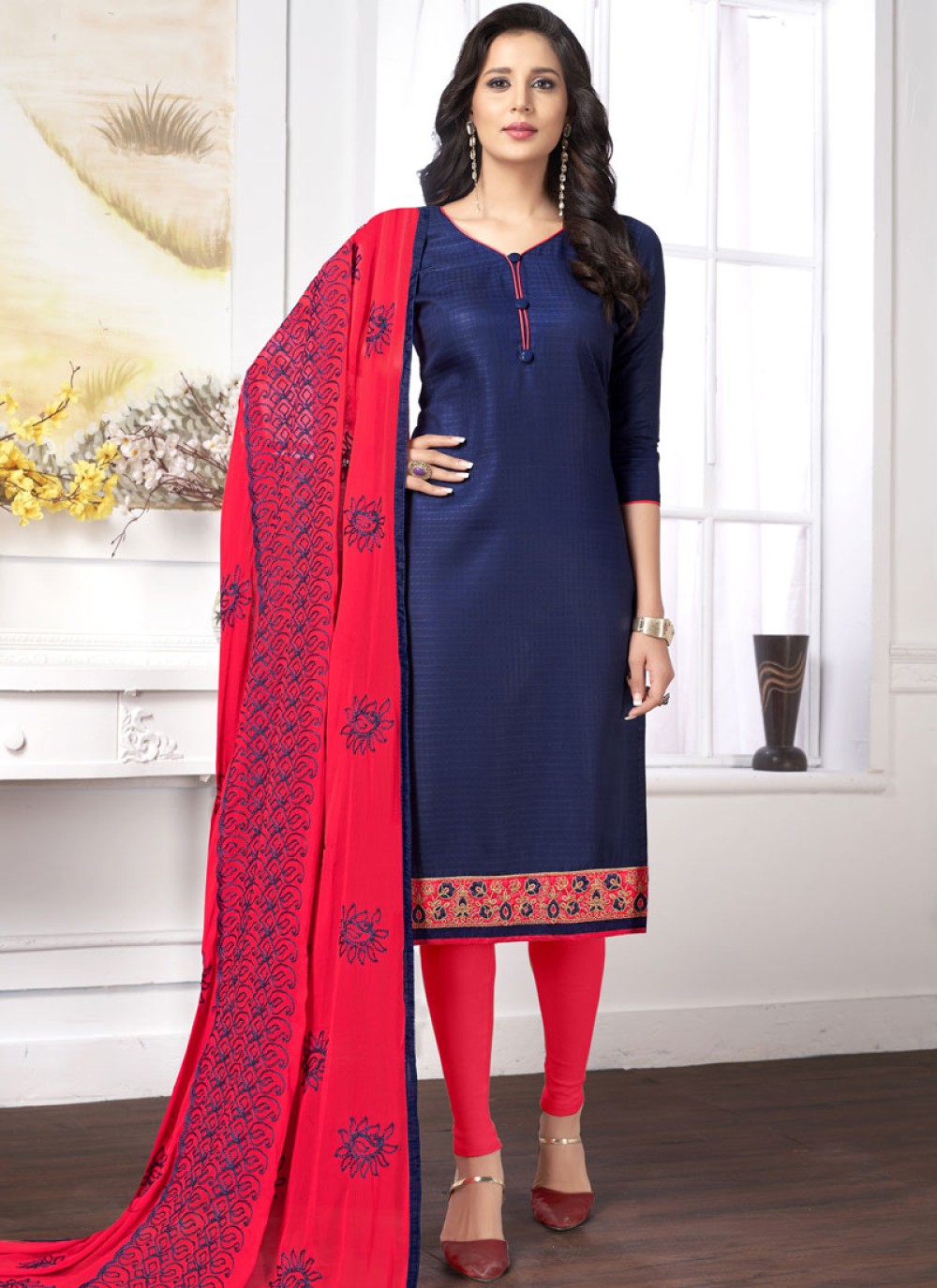 blue churidar suit