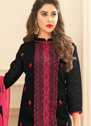 Cotton   Embroidered Work Churidar Suit