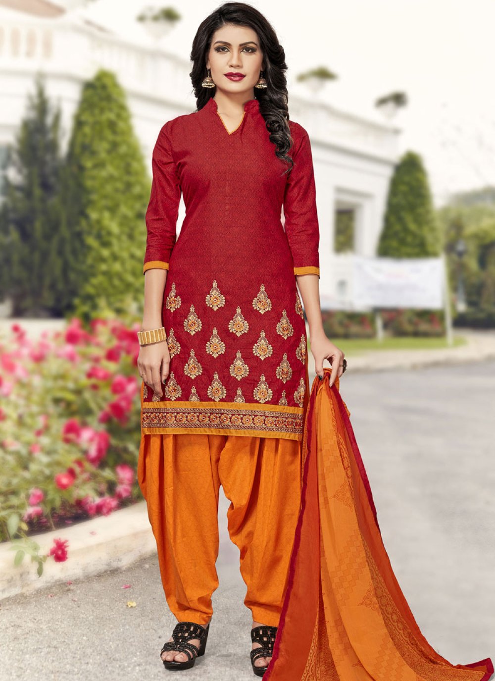 Maroon Designer Art Silk Patiala Salwar Suit  Vegaa Fashions  3848137