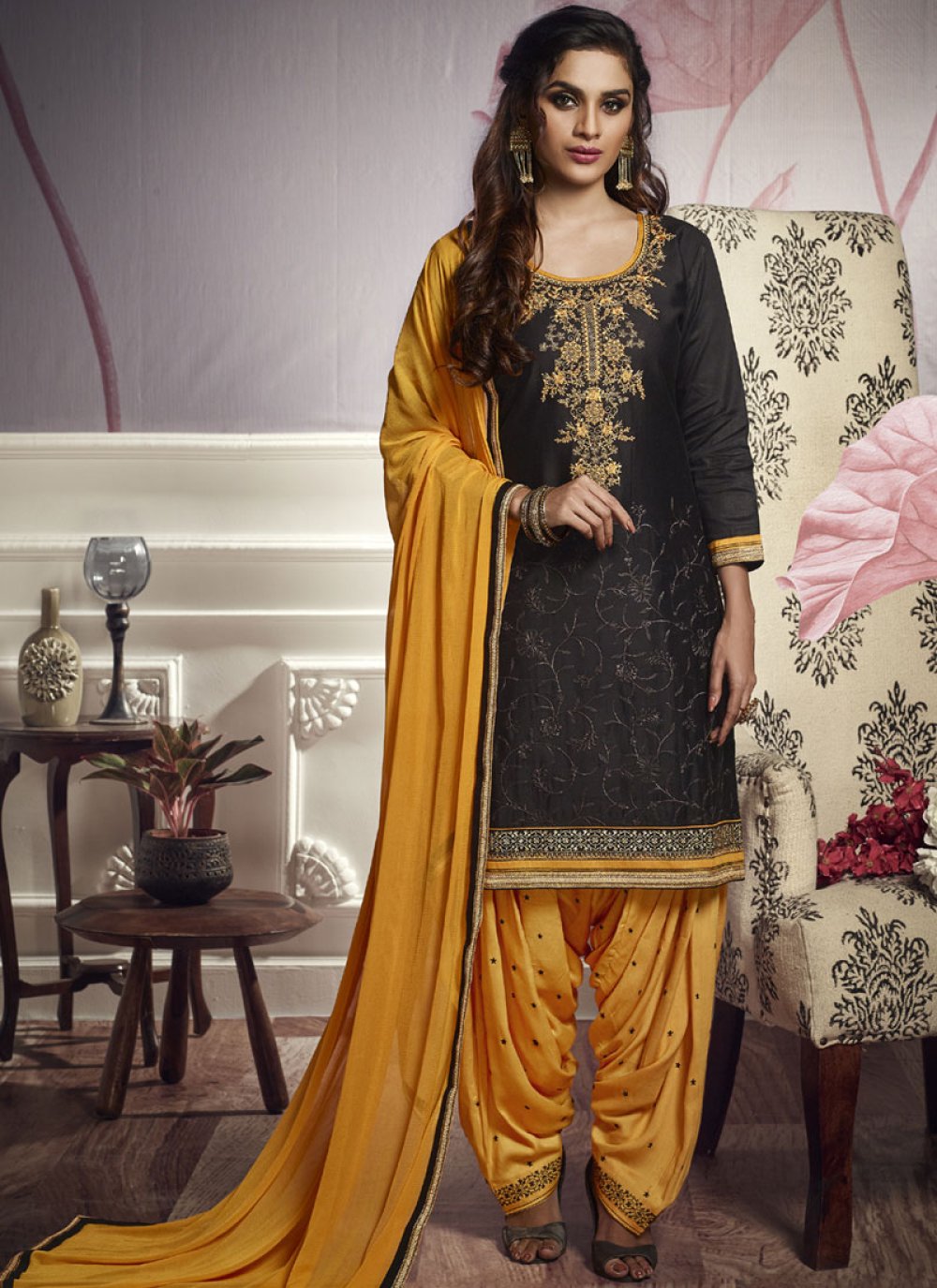 Black and yellow punjabi clearance suit