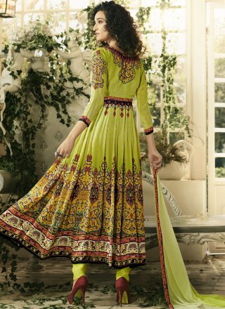 Cotton Satin Multi Colour Print Anarkali Salwar Suit