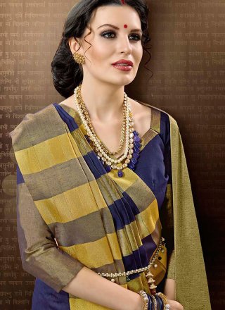 Cotton Silk Blue Traditional Designer Saree