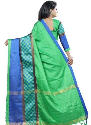 Cotton Silk Woven Casual Saree in Green