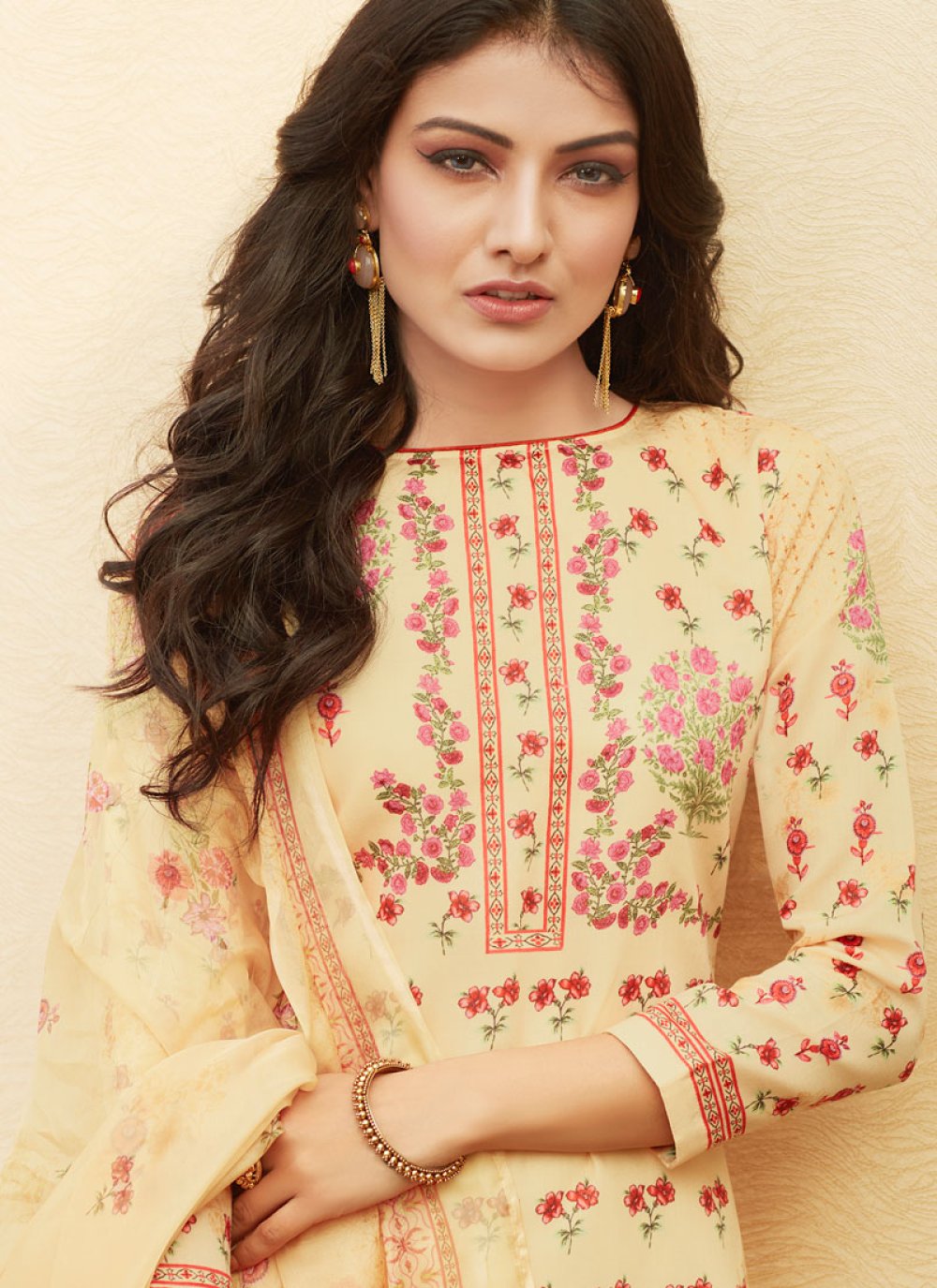 Buy Cream Palazzo Salwar Suit : 80421