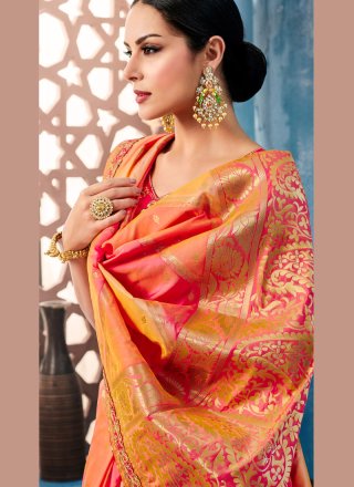 Designer Saree Embroidered Tafeta silk in Multi Colour