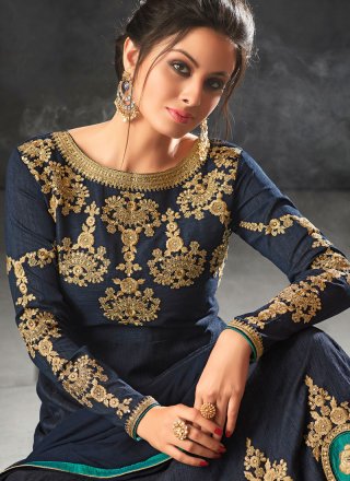 Embroidered Art Silk Floor Length Anarkali Suit