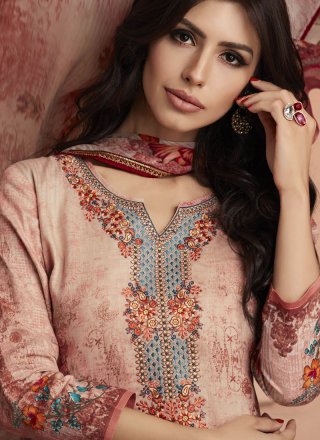 Embroidered Cotton   Palazzo Suit in Multi Colour