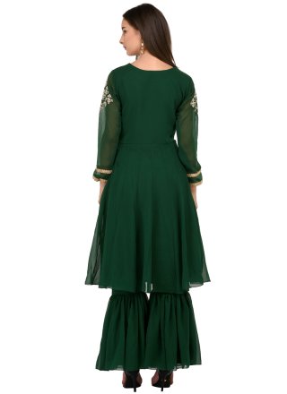 Embroidered Green Anarkali Salwar Suit 