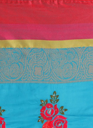 Embroidered Work Art Silk Cotton Casual Saree