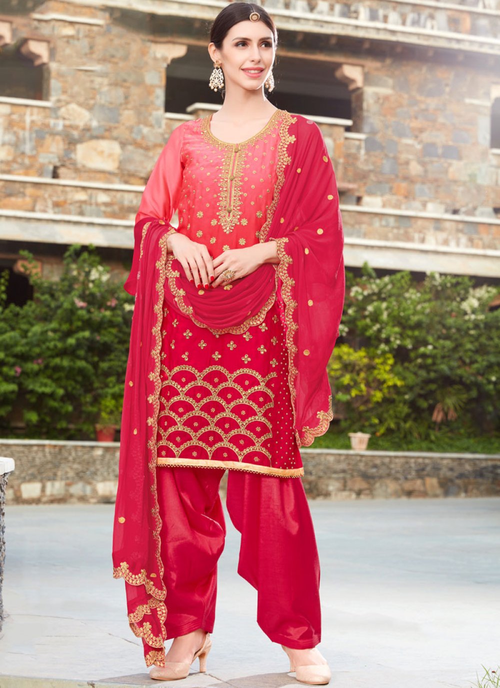 Art Silk Fabric Embroidery Work Wedding Wear Designer Patiala Salwar Suit  In Black Color