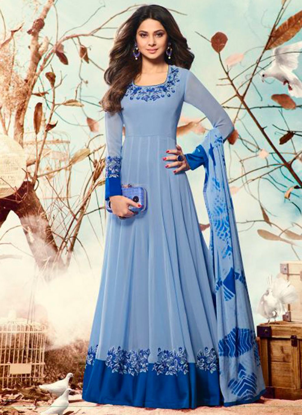 light blue anarkalis