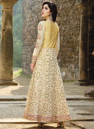 Fancy Fabric Yellow Floor Length Anarkali Suit