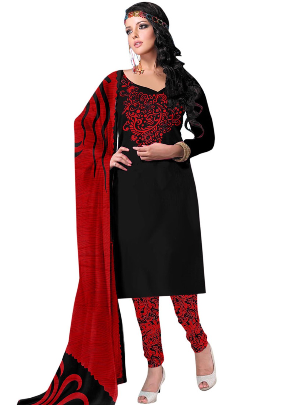 Red and black hot sale churidar designs