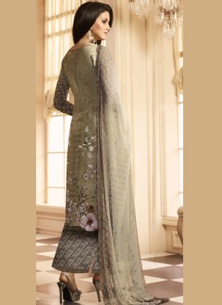 Faux Crepe Designer Palazzo Suit