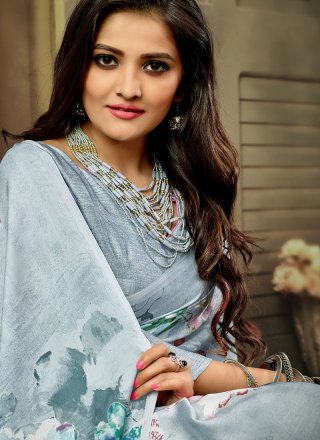 Faux Crepe Printed Saree