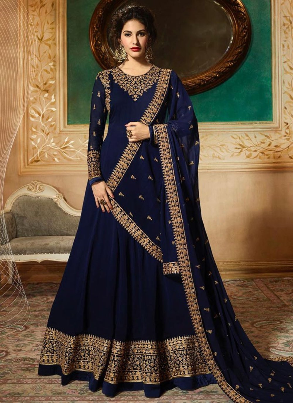Buy Online Navy Blue Cotton Silk Anarkali Suit Set for Women  Girls at  Best Prices in Biba IndiaCK