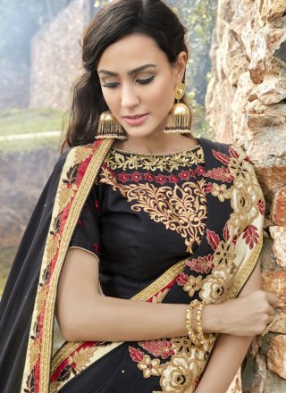 Faux Georgette Patch Border Work Classic Saree