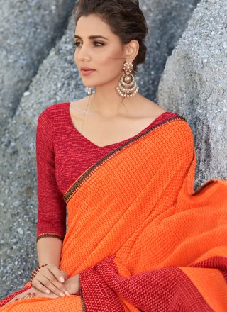 Faux Georgette Print Work Casual Saree