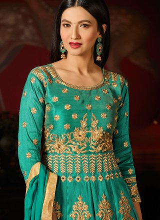 Gauhar Khan Lace Work Floor Length Anarkali Suit
