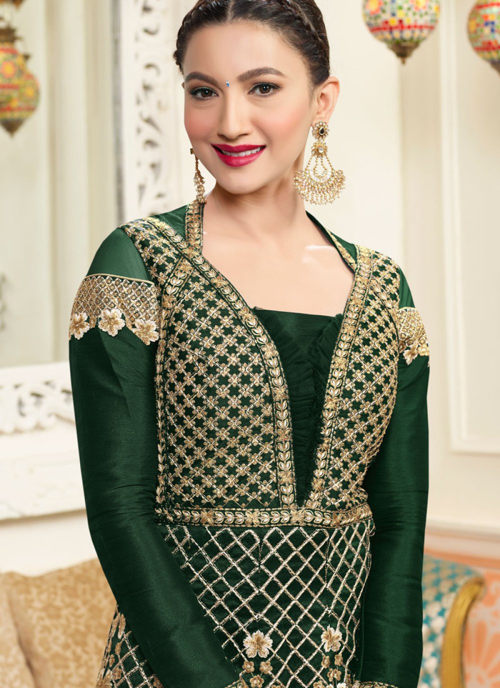 Beige And Green Heavy Designer Work Wedding Festive Special Anarkali Suit   Indian Heavy Anarkali Lehenga Gowns Sharara Sarees Pakistani Dresses in  USAUKCanadaUAE  IndiaBoulevard